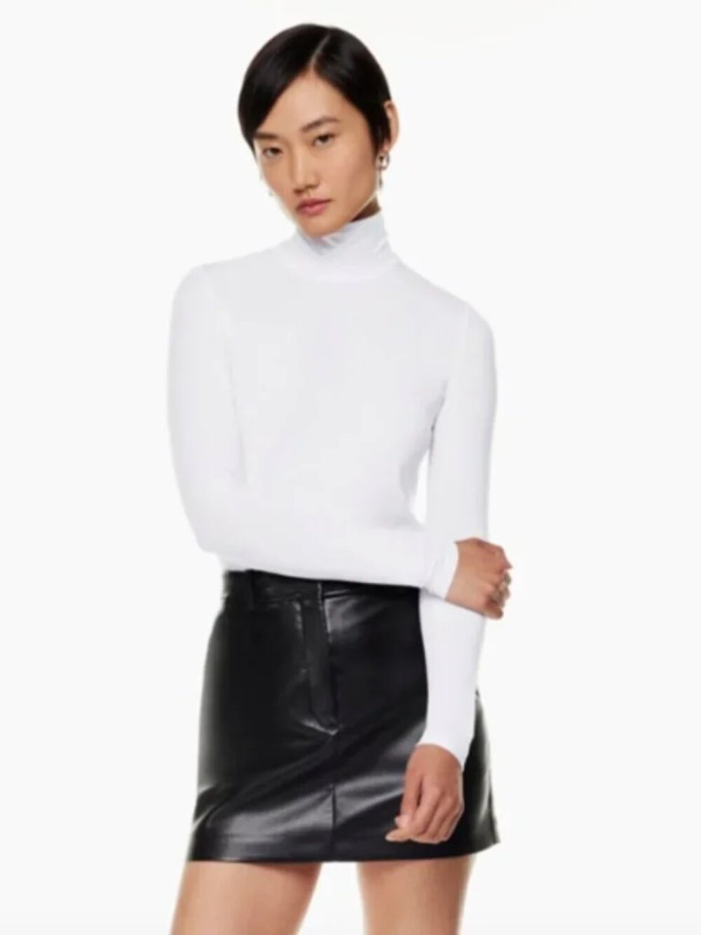 NEW Aritzia Babaton Everyday Mockneck Longsleeve Crop Top in Birch